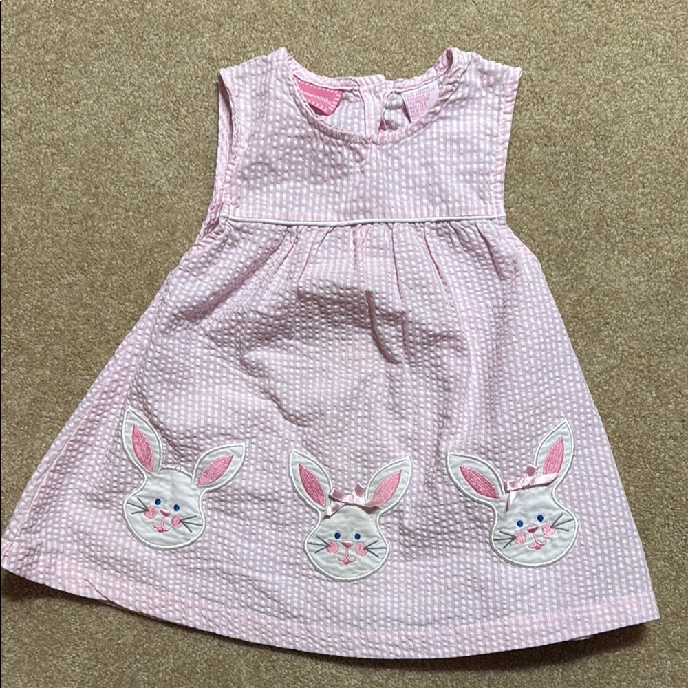 Pink Sleeveless Dress with Bunny Appliques
